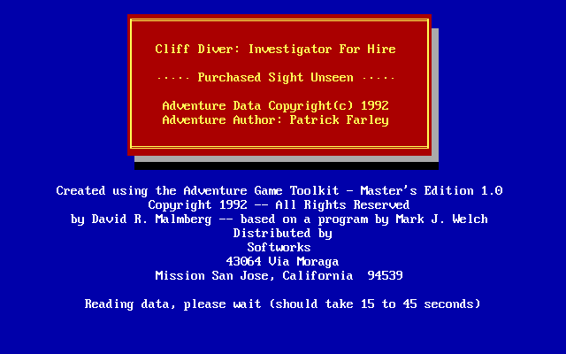 Cliff Diver, Investigator for Hire: Purchased Sight Unseen