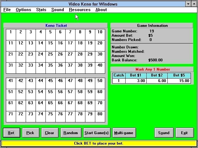 Video Keno for Windows