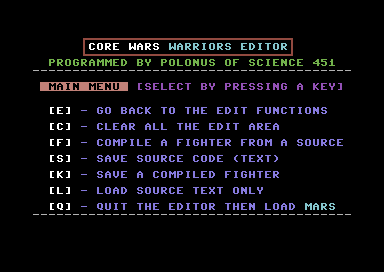 Core Wars: Warriors Editor