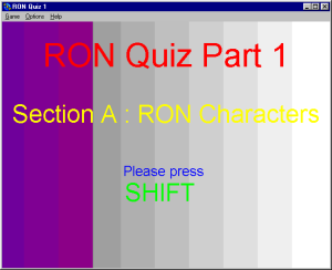 RON Quiz Part 1: Section A: RON Characters