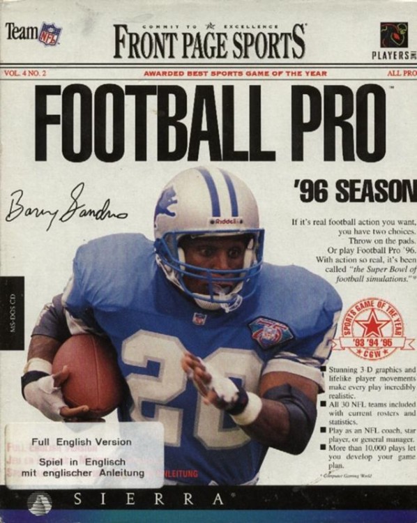 Front Page Sports: Football Pro '96 Season