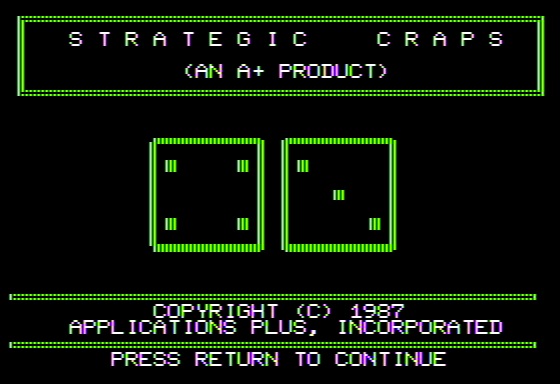 Strategic Craps