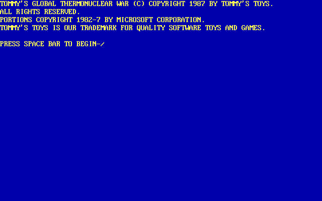 Tommy's Global Thermonuclear War