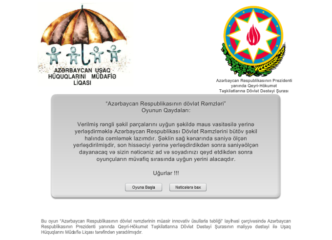 "Azərbaycan Respublikasının dövlət rəmzlərı" oyunu