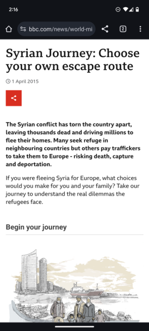 Syrian Journey: Choose your own escape route